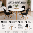 Ver imagem 3 de Conjunto de Mesa de Jantar Eames Eiffel Redonda 110cm Tampo de Madeira Branco com 4 Cadeiras Pretas
