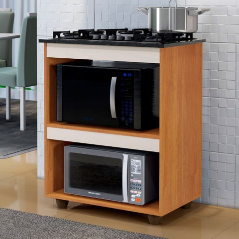 Balcão para Cooktop 5 Bocas 2 Nichos para Forno Siena - Kaike