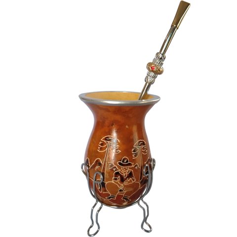 Conjunto Kit Chimarrão Mate Tererê Bomba E Cuia Com Tripé Gaúcho