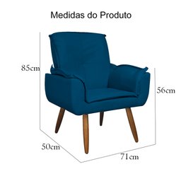 Kit 02 Poltronas Decorativa Emília Plus Suede Várias Cores - Ds Estofados - Azul Royal - 6