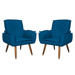 Kit 02 Poltronas Decorativa Emília Plus Suede Várias Cores - Ds Estofados - Azul Royal - 1