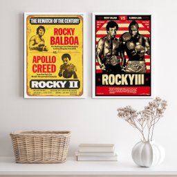 Kit 2 Quadros Rocky Balboa Posters luta 33x24cm:madeira Branca - 2