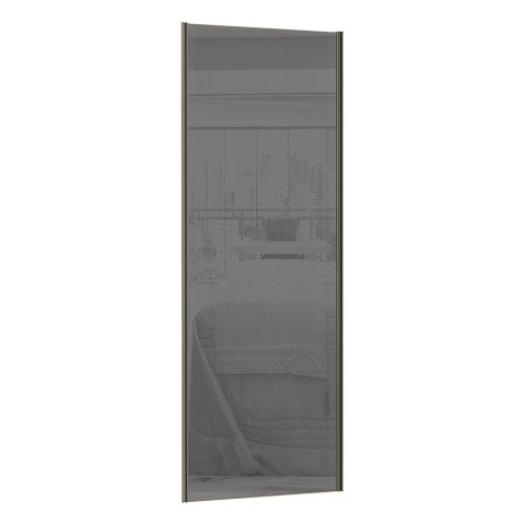Porta de Correr 80cm com Vidro Reflecta Prata e Puxador Inox com Kit Ferragem Prime Luciane