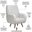 Ver imagem 4 de Poltrona de Amamentação Fixa Pés Manu Sky D02 Linho Branco C-419 - Lyam Decor