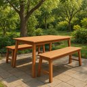 Ver imagem 2 de Mesa para Jardim 6 Lugares Madeira Maciça Santa Mônica Marrom