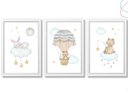 Ver imagem 1 de 3 Quadros Decorativos Infantil Ursinho Coelhinho Balão Nuvem:branca