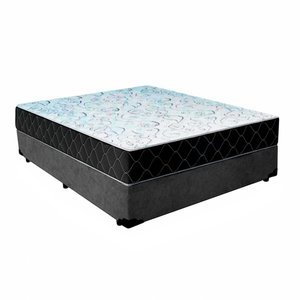 Cama Box Casal 138 Suede Cinza com Colchão Espuma D33 Marrocos 30cm