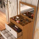 Ver imagem 5 de Penteadeira Cômoda Gaveteiro com Banqueta Embutido 100% Mdf Espelho Basculante Nature/off White