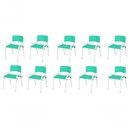 Ver imagem 1 de Kit 10 Cadeira Iso Infantil Creche, Base Branco Verde Água
