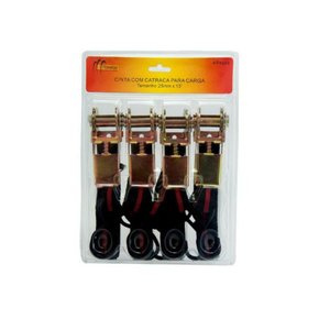 Fitas Cintas para Prender Carga com Catraca 4,5 Mt Kit 4 Uni