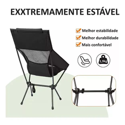 Cadeira Portátil Dobrável Pesca 140kg com Encosto Cor Azul - 8