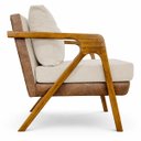 Ver imagem 2 de Kit 2 Poltronas Decorativas Modernas Maia Corino e Linho Cores Pé Castanho