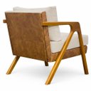 Ver imagem 3 de Kit 2 Poltronas Decorativas Modernas Maia Corino e Linho Cores Pé Castanho