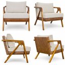 Ver imagem 5 de Kit 2 Poltronas Decorativas Modernas Maia Corino e Linho Cores Pé Castanho