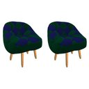 Ver imagem 1 de Kit 02 Poltrona Paloma Escritório Sala Pé Palito Suede Verde e Suede Azul Marinho - Dominic Decor