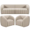 Ver imagem 1 de Kit Sofá 5 Lugares para Sala 332cm com 02 Poltronas Lazio M03 Veludo Bege - Lyam Decor