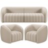 Kit Sofá 5 Lugares para Sala 332cm com 02 Poltronas Lazio M03 Veludo Bege - Lyam Decor - 1