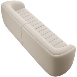 Kit Sofá 5 Lugares para Sala 332cm com 02 Poltronas Lazio M03 Veludo Bege - Lyam Decor - 9