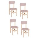Ver imagem 1 de Kit 4 Cadeiras Infantil para Refeitório Assento e Encosto Rosa Base Madeira