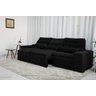 Sofá Retrátil e Reclinável com 2,50m de Largura em Tecido Suede:preto - 3