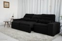 Ver imagem 3 de Sofá Retrátil e Reclinável com 2,50m de Largura em Tecido Suede:preto