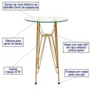 Ver imagem 2 de Base de Mesa Eames Bistrô Alta Ferro Eiffel Cor Dourado Fosco com Tampo de Vidro Poltronas do Sul Ei