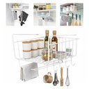 Ver imagem 1 de Suporte Cesto Supenso Branco Organizador 5 Ganchos Multiuso Armario Prateleira Cozinha Lavanderia Es