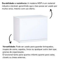 Baú Organizador Multiuso Brinquedos Quarto Closet Alana:branco - 5