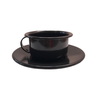 Xicara Esmaltada Com Pires 180ml Preta - 1