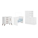Ver imagem 1 de Quarto Infantil Guarda Roupa, Cômoda Sapateira e Berço Branco - Fdecor