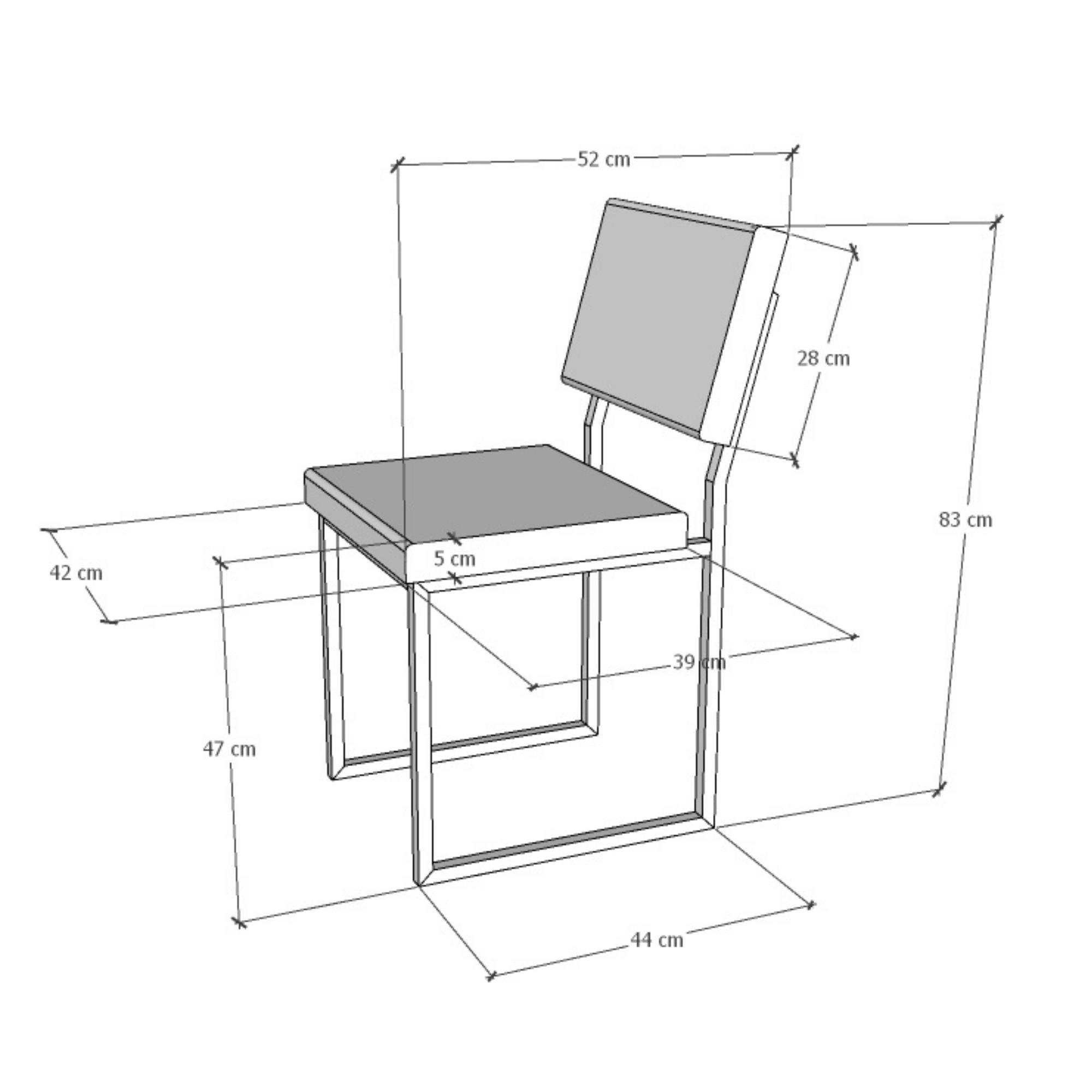 Cadeira Industrial Estofada e Metalon - Preto Fosco 47 CM Casadecorlis - 4