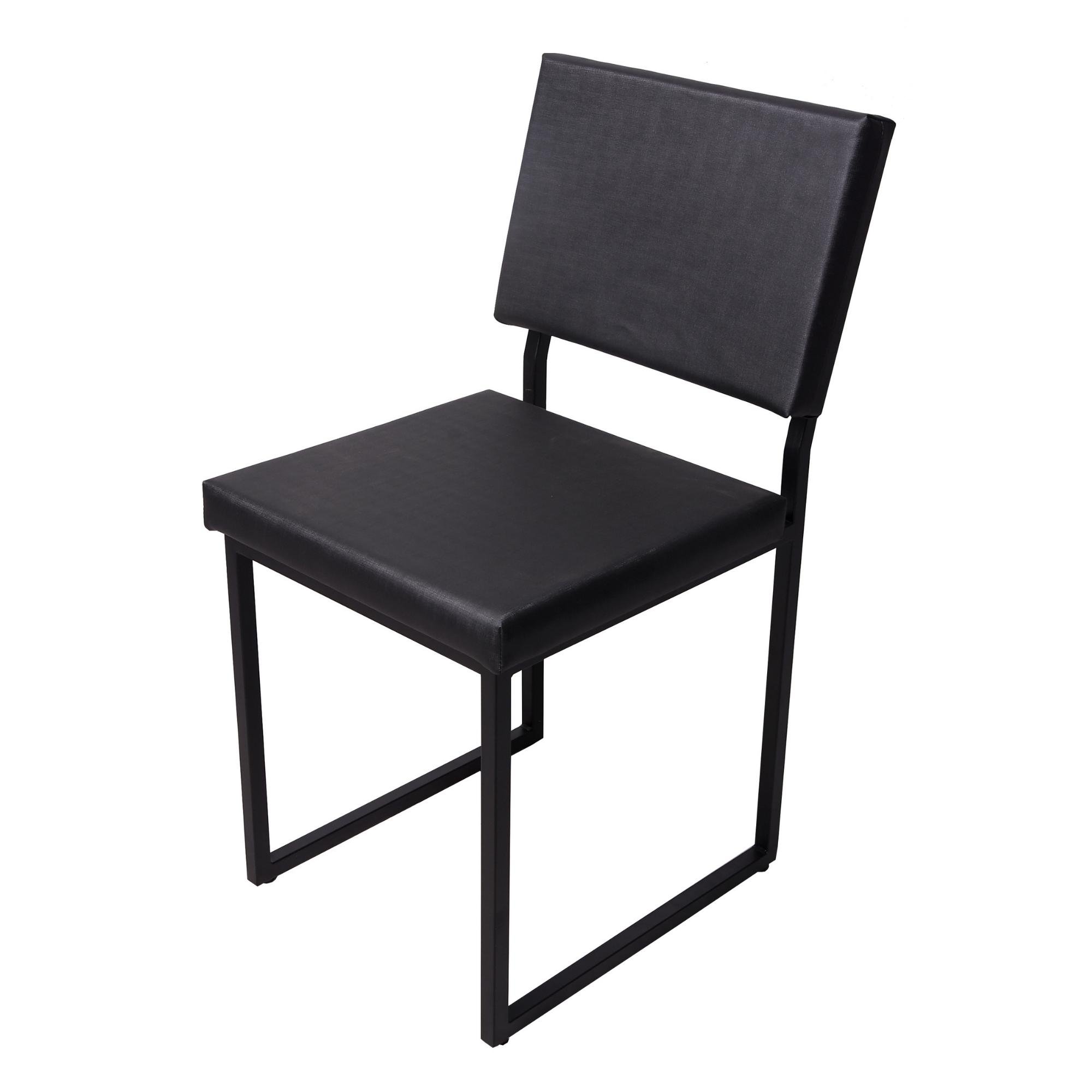 Cadeira Industrial Estofada e Metalon - Preto Fosco 47 CM Casadecorlis