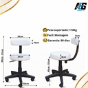 Ver imagem 2 de Cadeira Mocho para Estética Clinica Atendimento Ergonômica Regulagem de Altura Giratória Rodinhas