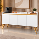 Ver imagem 1 de Aparador Buffet Sala 4 Portas Gold Branco/Mel - Rede Móveis