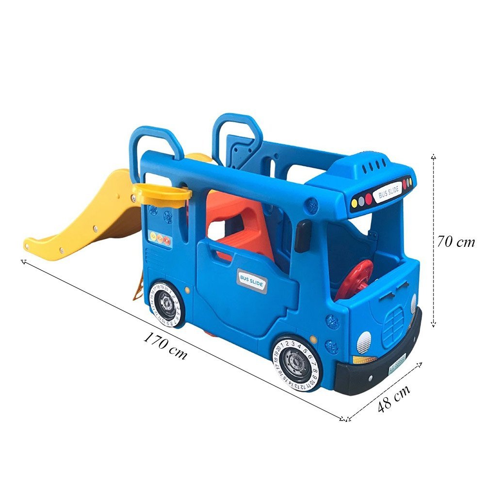 Carrinho Playground de Ônibus 3 em 1 com Cesta de Basquete e Kit de Golf Azul/amarelo G31 - Encantum - 3
