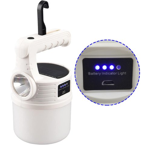 Luminaria Solar Lanterna 2 Em 1 Duplo Led Gancho Pendurar Portatil Acampamento A Prova De Agua