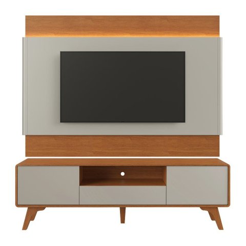 Painel Aros e Rack Ares 180cm para TV 65" 2 Portas 1 Gaveta:Naturalle/Off