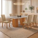 Ver imagem 2 de Mesa de Jantar Eloise 180cm Tampo Mdf Vidro Canto Copo com 6 Cadeiras Lira