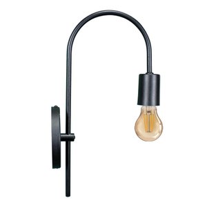 Arandela Arqueada Retrô Decorativa Preta + Lâmpada Retrô Led A60