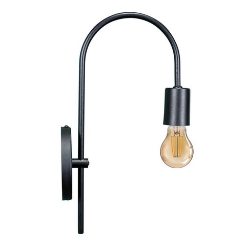 Arandela Arqueada Retrô Decorativa Preta + Lâmpada Retrô Led A60