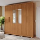 Ver imagem 1 de Guarda Roupa Casal 6 Portas com 3 Gavetas Pés e Espelhos 232cm Cb03m569 Kappesberg