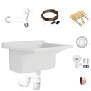 Ver imagem 1 de Tanque Lavanderia 40l Branco + Sifão Copo Sanfonado + Veda Rosca + Torneira Branca + Varal em Aço +