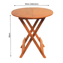 Conjunto Restaurante de Mesa Dobravel de Madeira 60cm Redondo com 4 Cadeiras Natural - 4