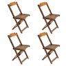 Conjunto Restaurante de Mesa Dobravel de Madeira 60cm Redondo com 4 Cadeiras Natural - 3
