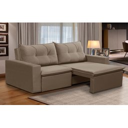 Sofá Retrátil 2 Lugares 1,80m Luna Suede Cappuccino Adonai Estofados - 1