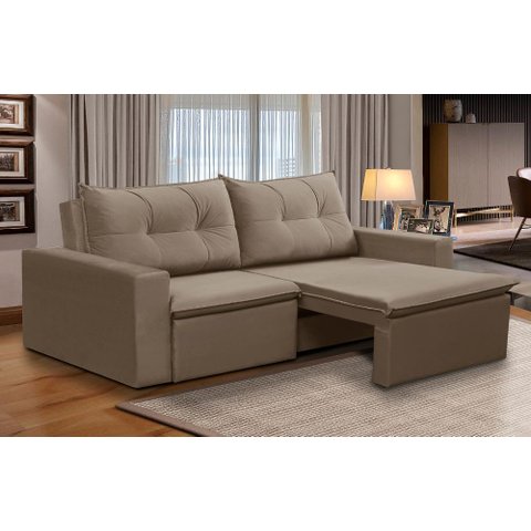 Sofá Retrátil 2 Lugares 1,80m Luna Suede Cappuccino Adonai Estofados