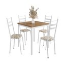 Ver imagem 2 de Conjunto Sala de Jantar Mesa Quadrada 90cm Tampo BP com 4 Cadeiras Adriana Branco/Madeira Cedro/Demolição