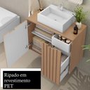 Ver imagem 2 de Gabinete Suspenso para Banheiro 1 Porta 2 Gavetas Nice Marrom/Nogal/Noce Amendoa