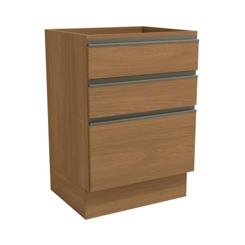 Armário de Cozinha Balcão 60cm 3 Gavetas G743 Maxxi Canela Kappesberg - Canela