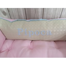 Kit Pet Caes e Gatos Cesto Organizador Baby Bege Cama G Personalizada Jogo Americano Baby Bege G - 4